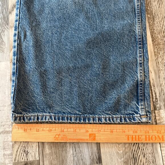 H&M Ultra High Rise Wide Leg Medium Wash Denim Jeans Plus Size 22 Distressed NEW - Picture 8 of 10